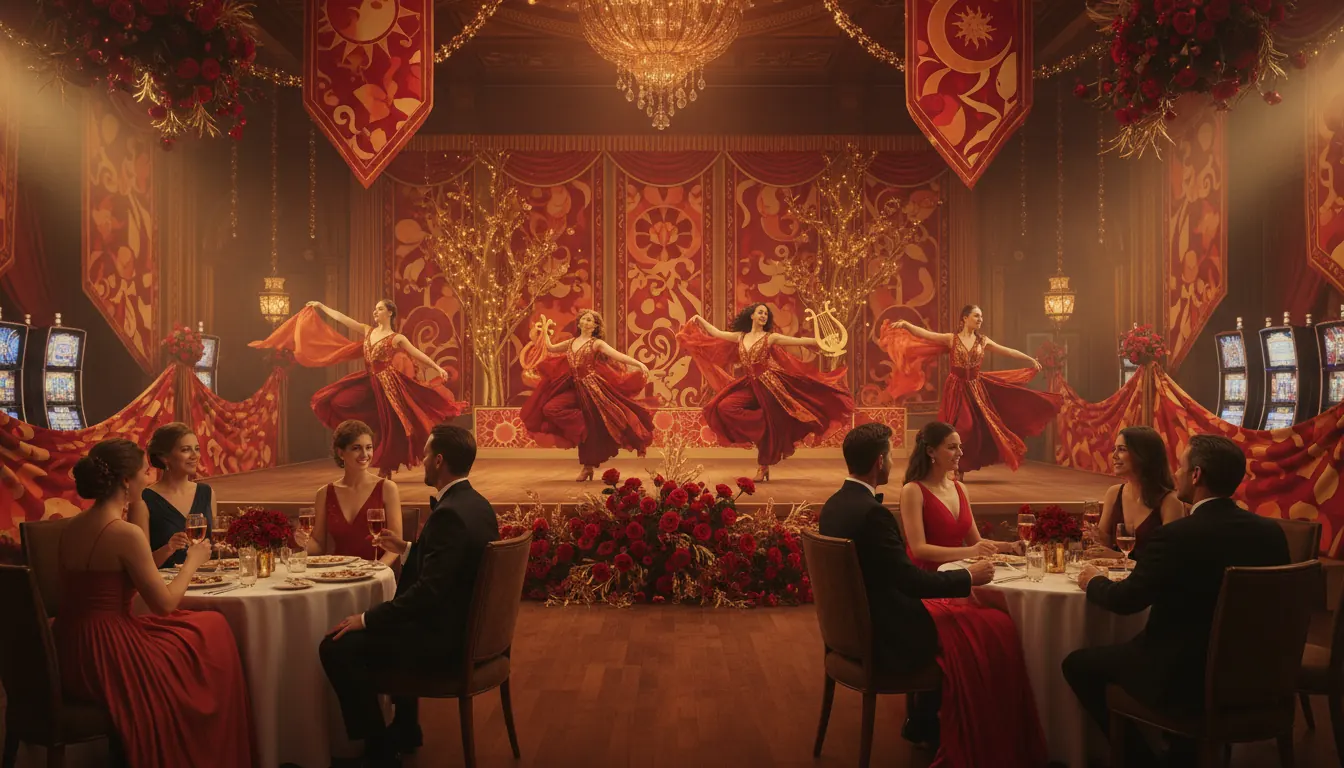 Casino lounge decorated for Accordion Awareness Month celebration with performers