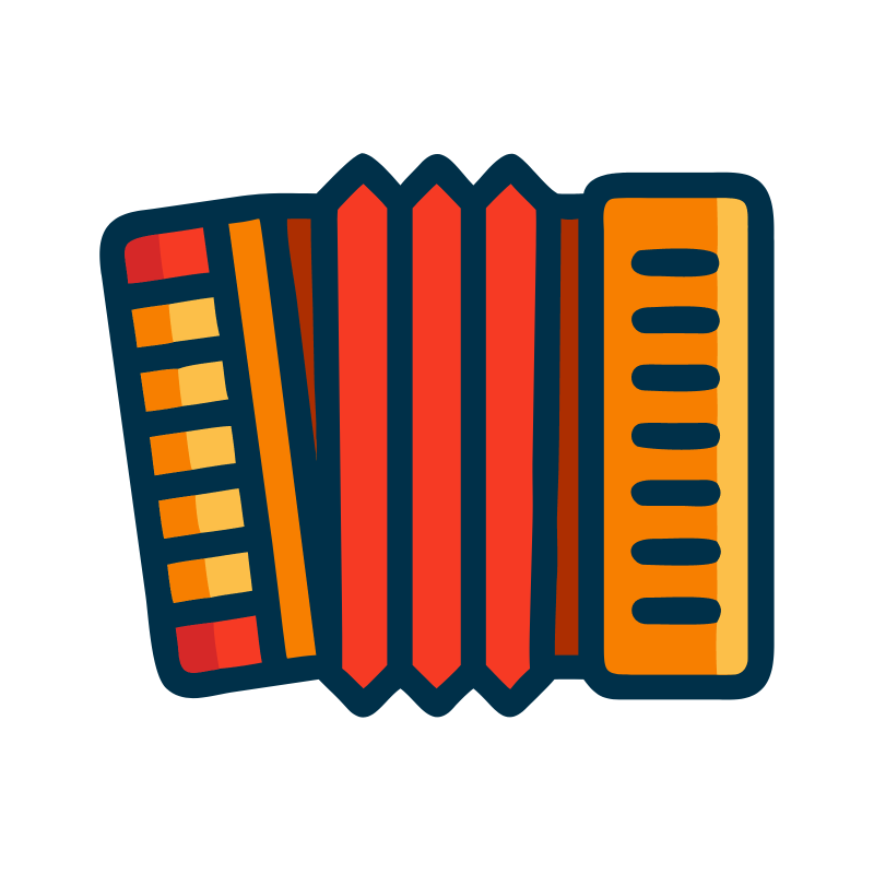 Lady of Spain logo featuring accordion and entertainment themes
